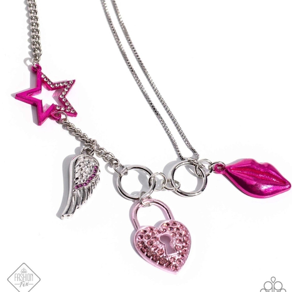 Pink and Silver Charm Necklace The Princess and the Popstar Fashion Jewelry